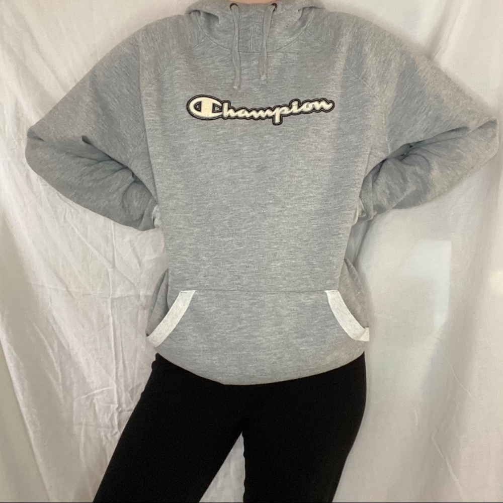 Champion Authentic Gray and Off White Hoodie - Picture 4 of 9